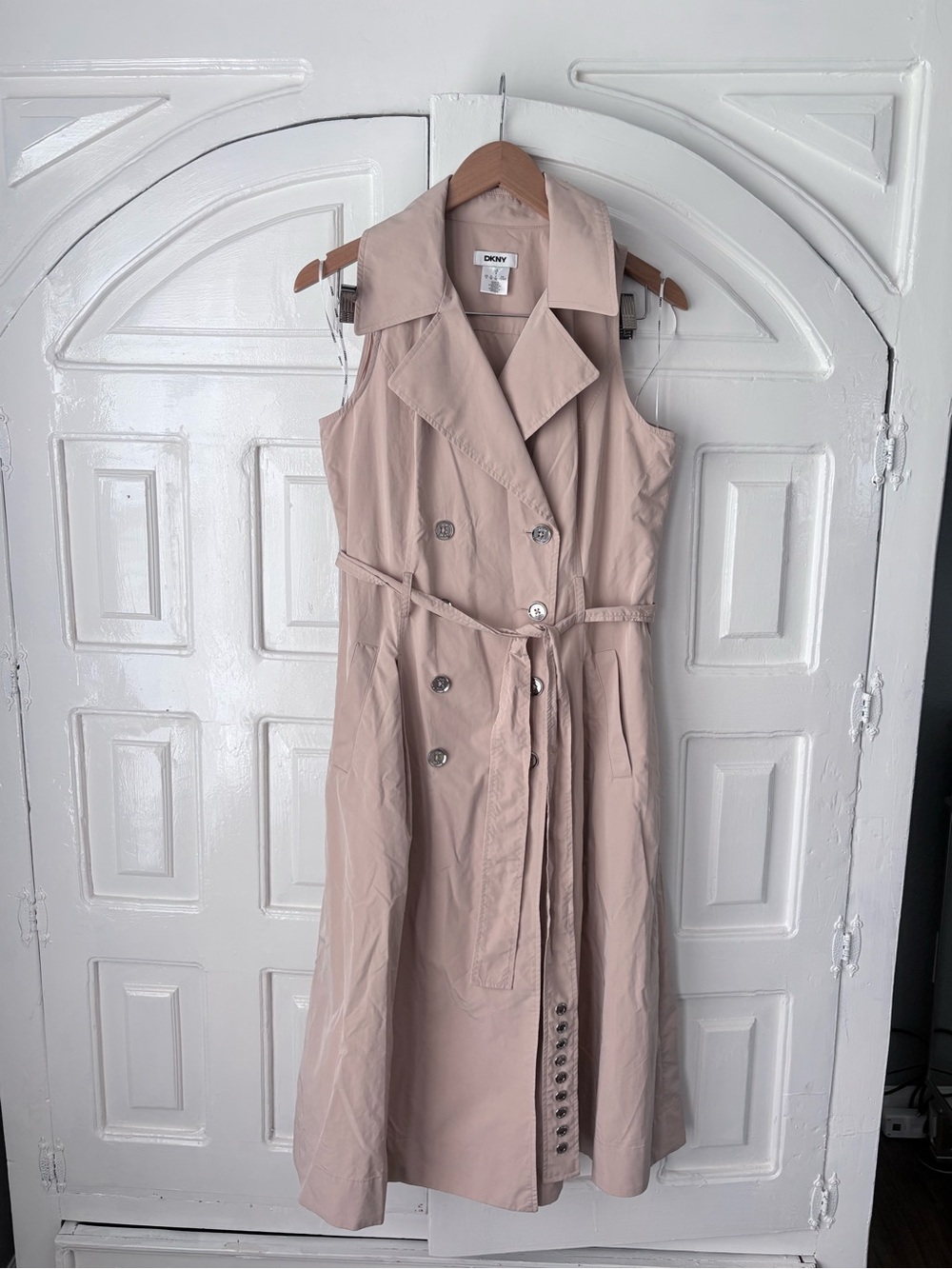 DKNY Sleeveless Trench Dress in Blush Pink